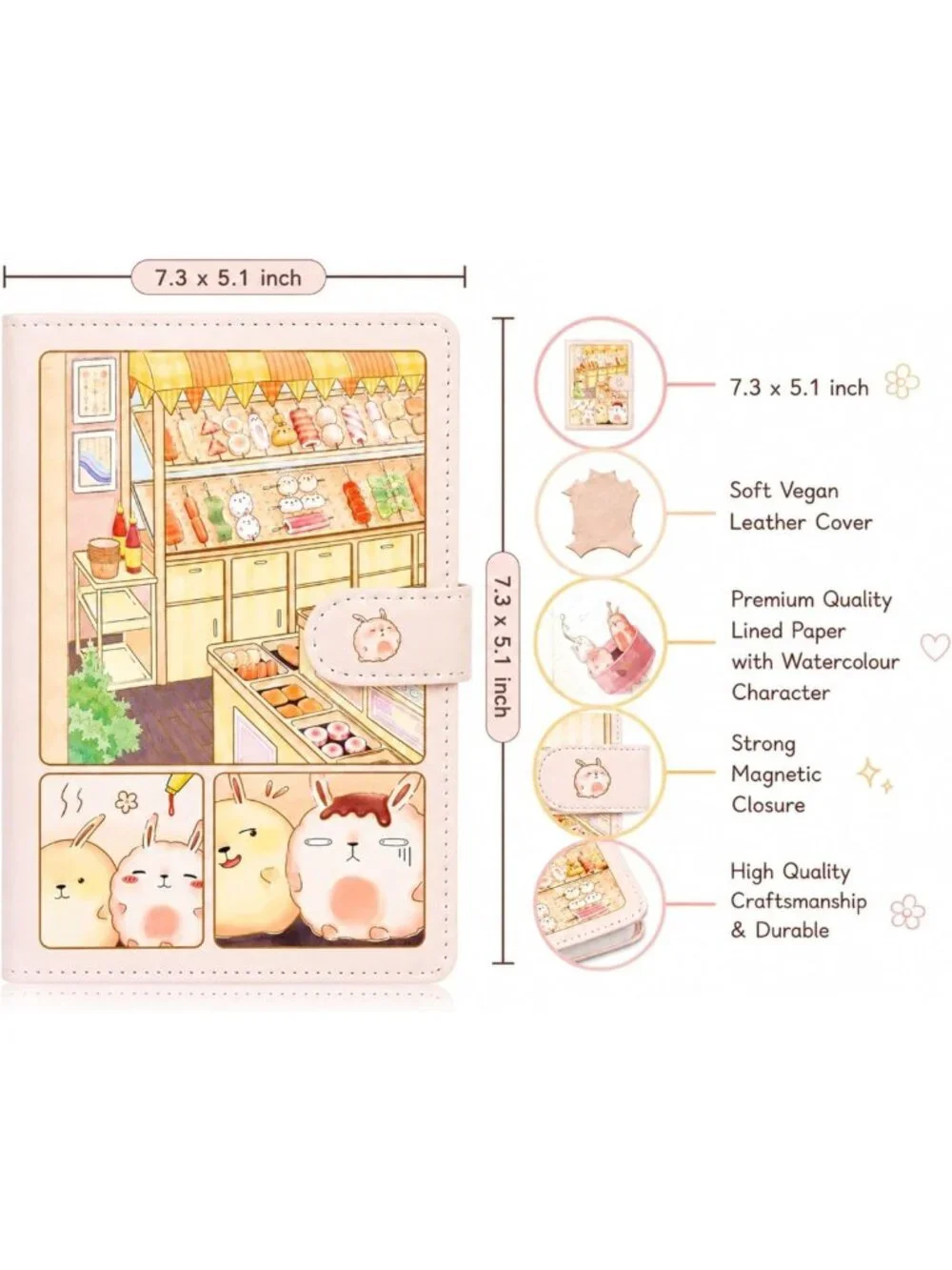 Kawaii Lined Journal - Cute Pastel Notebook for School & Office, 256 Pages